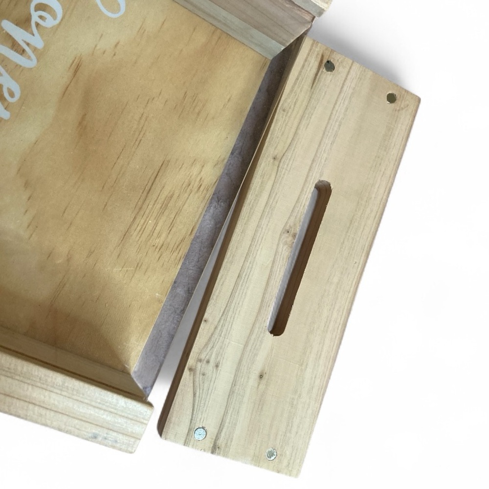 NO LABEL Wood Honeymoon Fund Box w/ Magnetic Lid - 10.5” x 8.5” x 3” - Picture 3 of 3